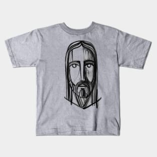 Jesus Christ face ink illustration Kids T-Shirt